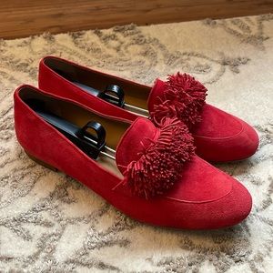 Mercanti Fiorentini red fringed suede loafers size 11